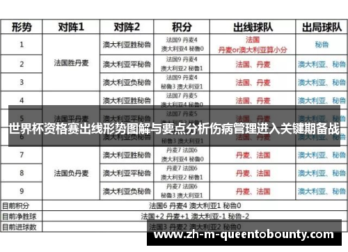 世界杯资格赛出线形势图解与要点分析伤病管理进入关键期备战
